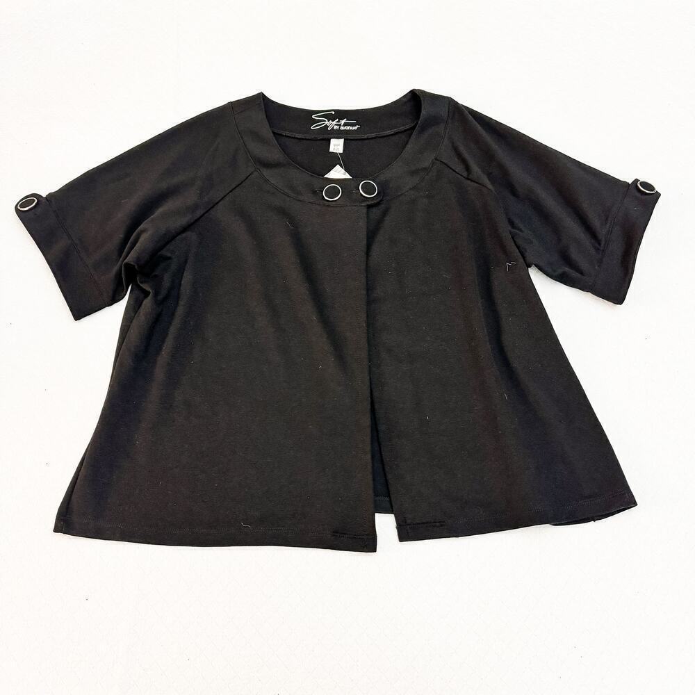 Avenue Black Soft Knit Cardigan Sweater Button Accents Size 18/20 NWT